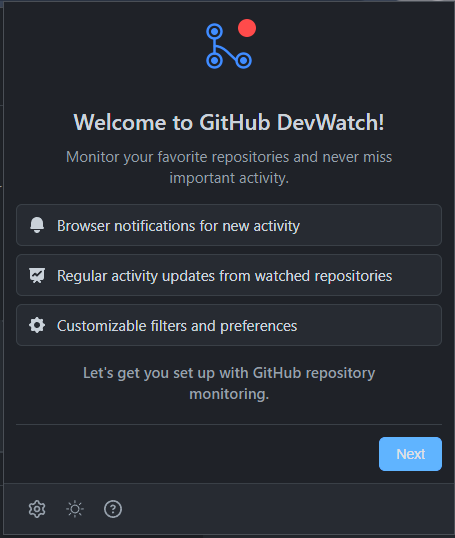 Interactive setup wizard welcome screen